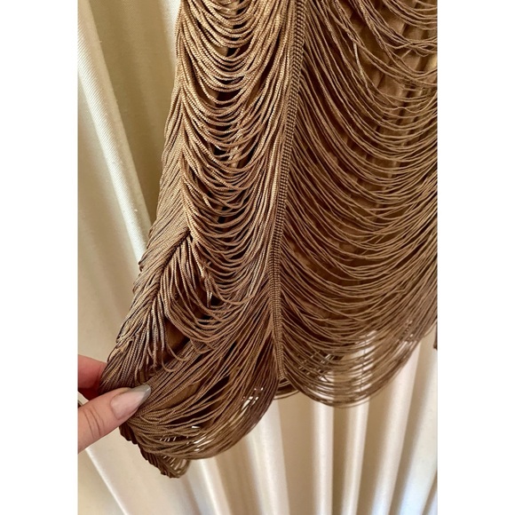 New H & M Elegant Fringe Brown Flapper Dress M - Picture 4 of 5